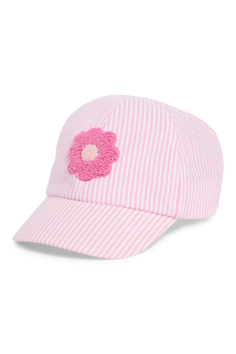 Flower Patch Seersucker Baseball Cap, Main, color, PINK SEERSUCKER