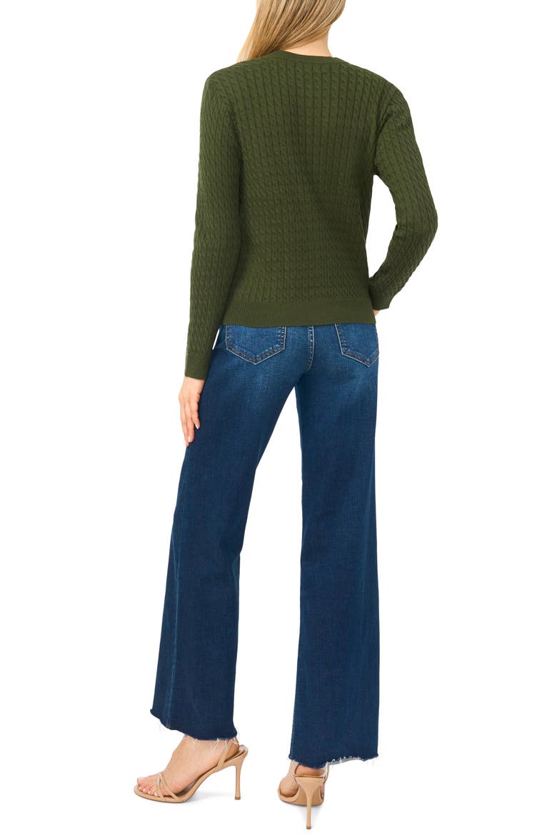 Cable Stitch Cotton Cardigan, Alternate, color, MIDNIGHT SAGE