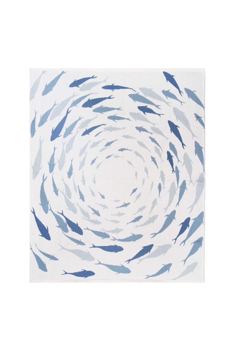 Azure School of Swim Woven Knit Throw Blanket 50" x 60", Main, color, Blue