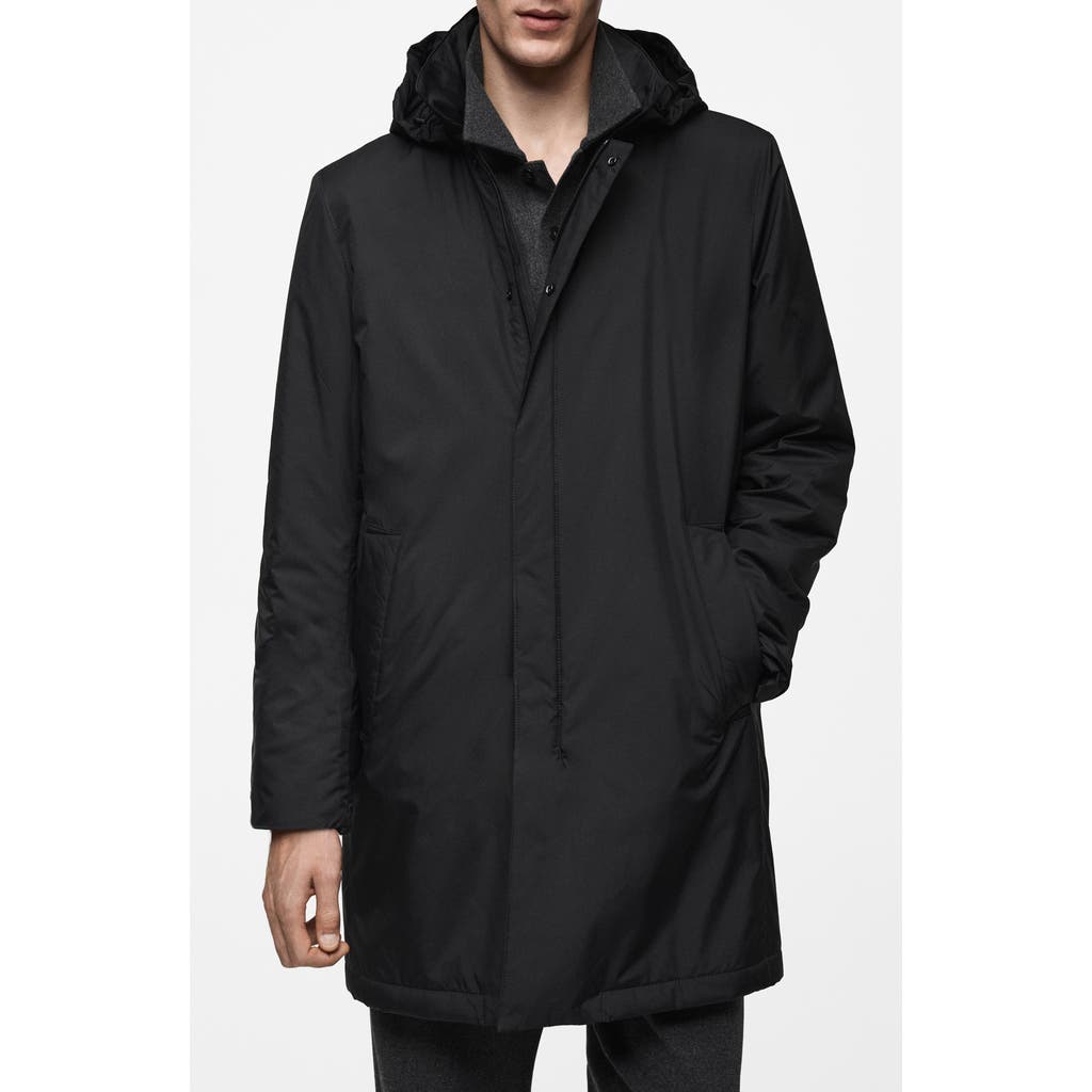 Mango Water Repellent Quilted Lining Parka In Black