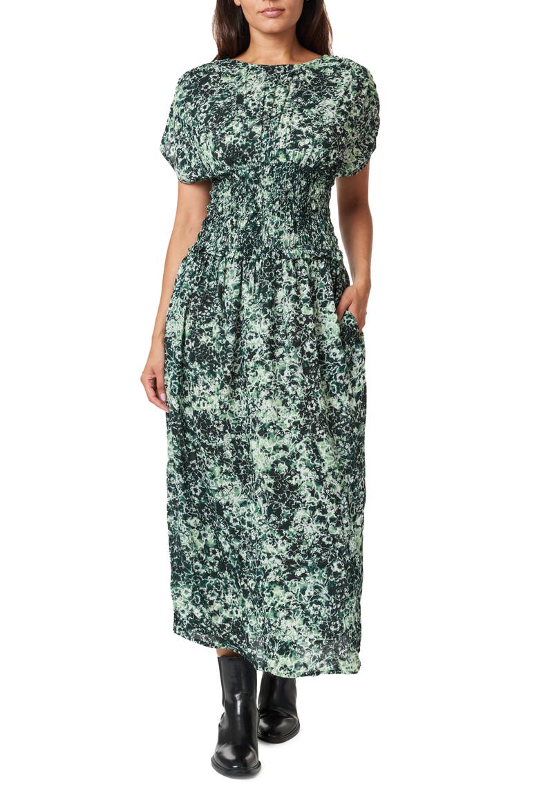 Smocked Waist Maxi Dress, Main, color, SHIBORI FLORAL GREEN