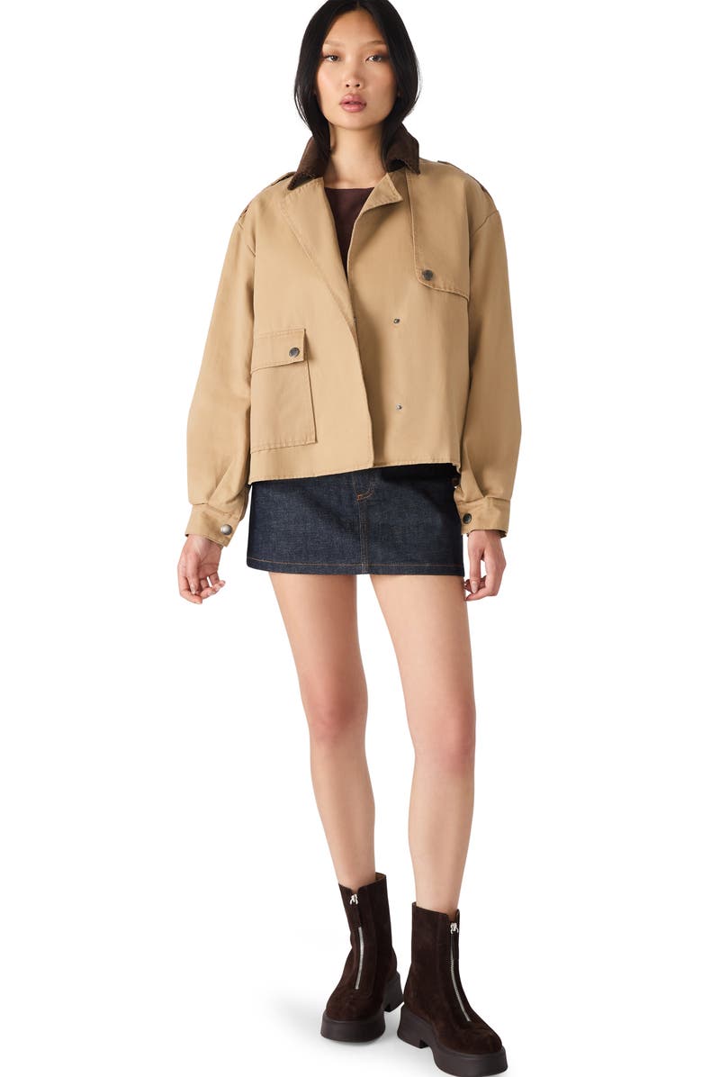 Steve Madden Luisa Twill Jacket, Alternate, color, Tan