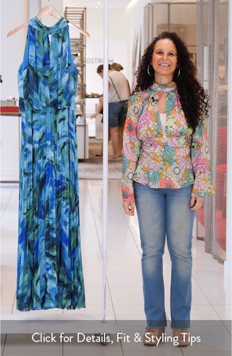 Abstract Floral Pleated Chiffon Gown, sales video thumbnail