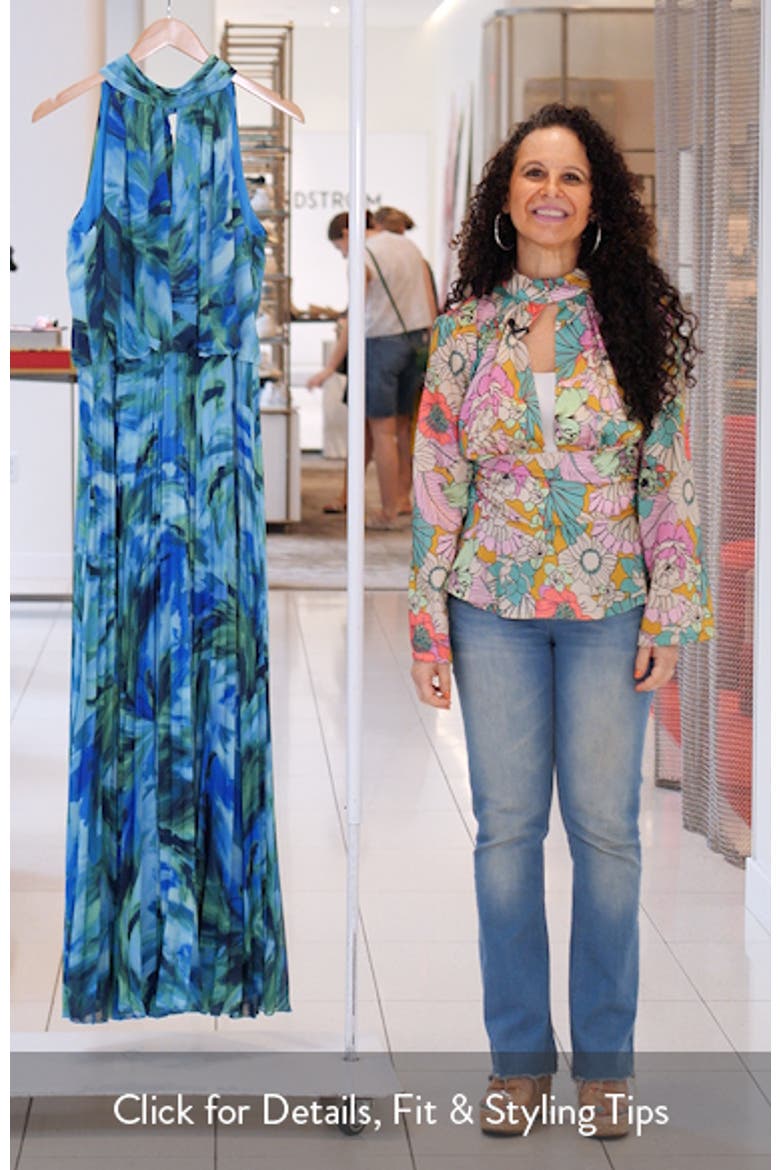 Abstract Floral Pleated Chiffon Gown video