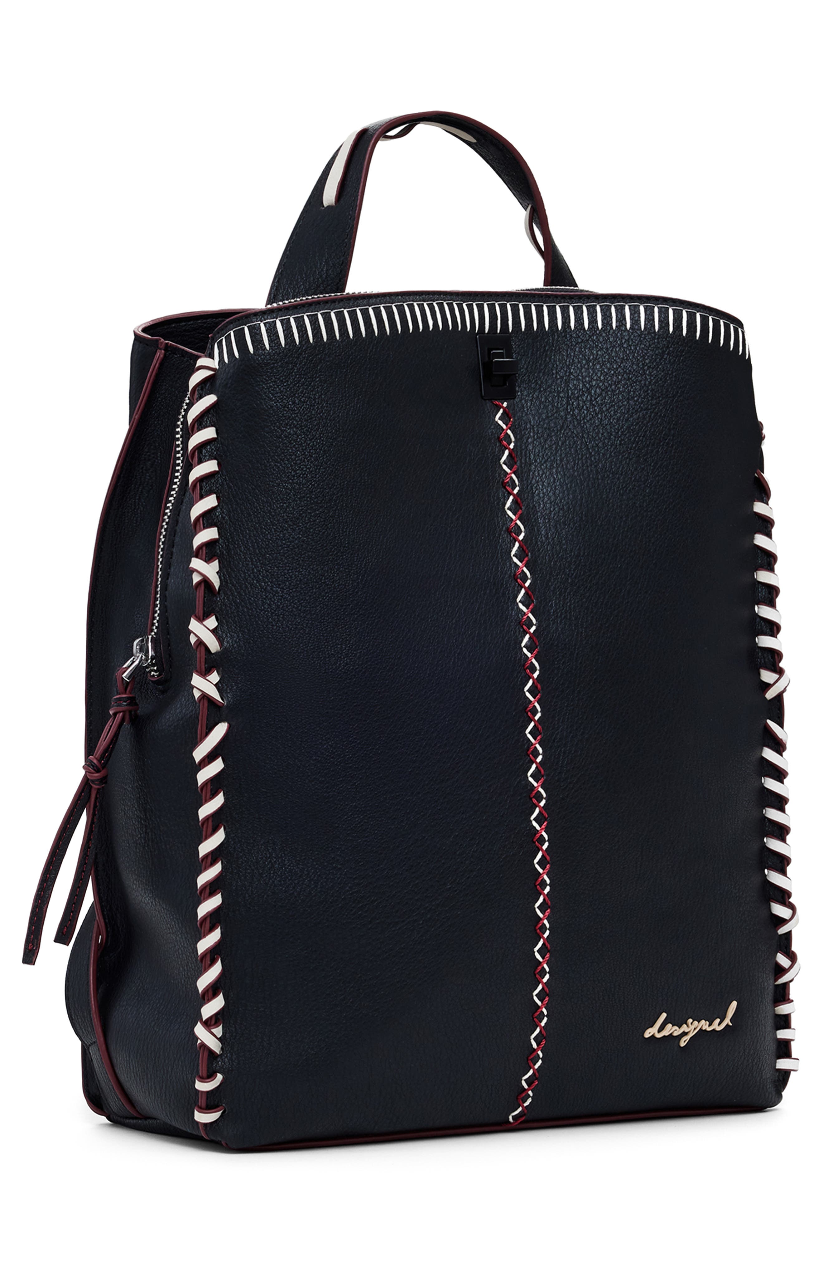 Desigual Whipstitch Detail Faux Leather Backpack, Alternate, color, 