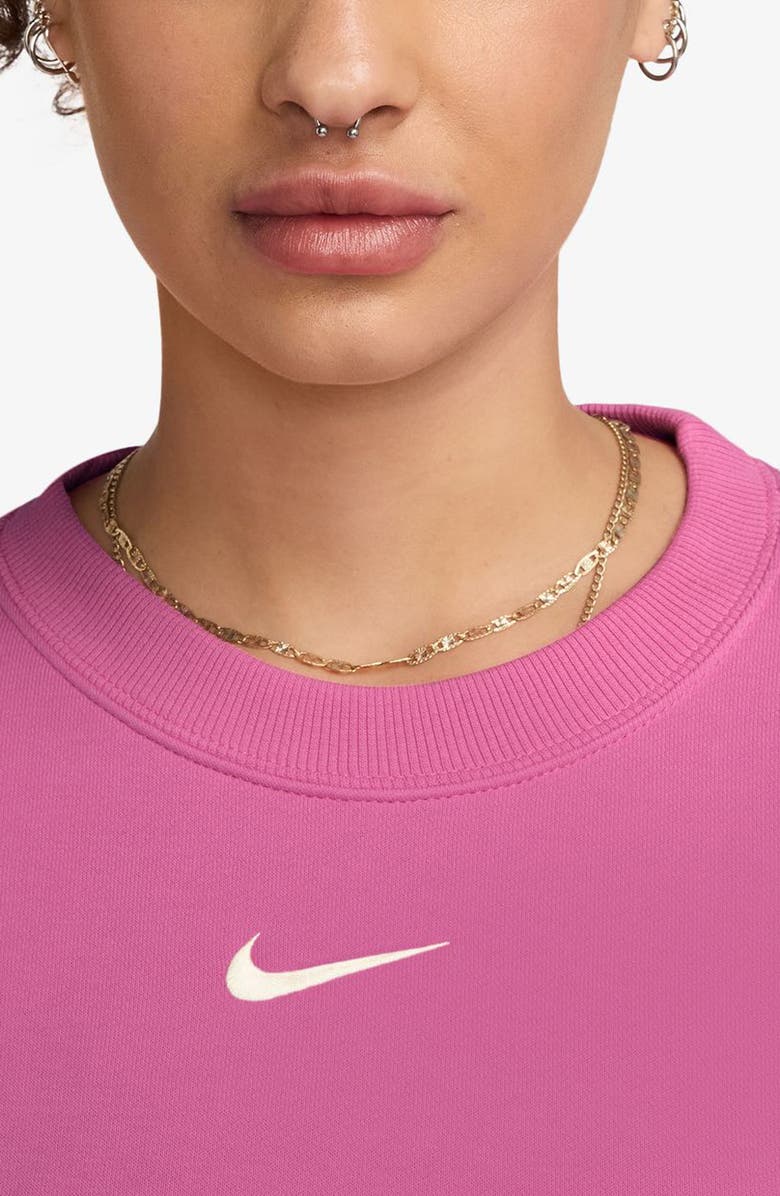 Nike Phoenix Fleece Oversize Crewneck Sweatshirt, Alternate, color, 675 Plypnk/Sail