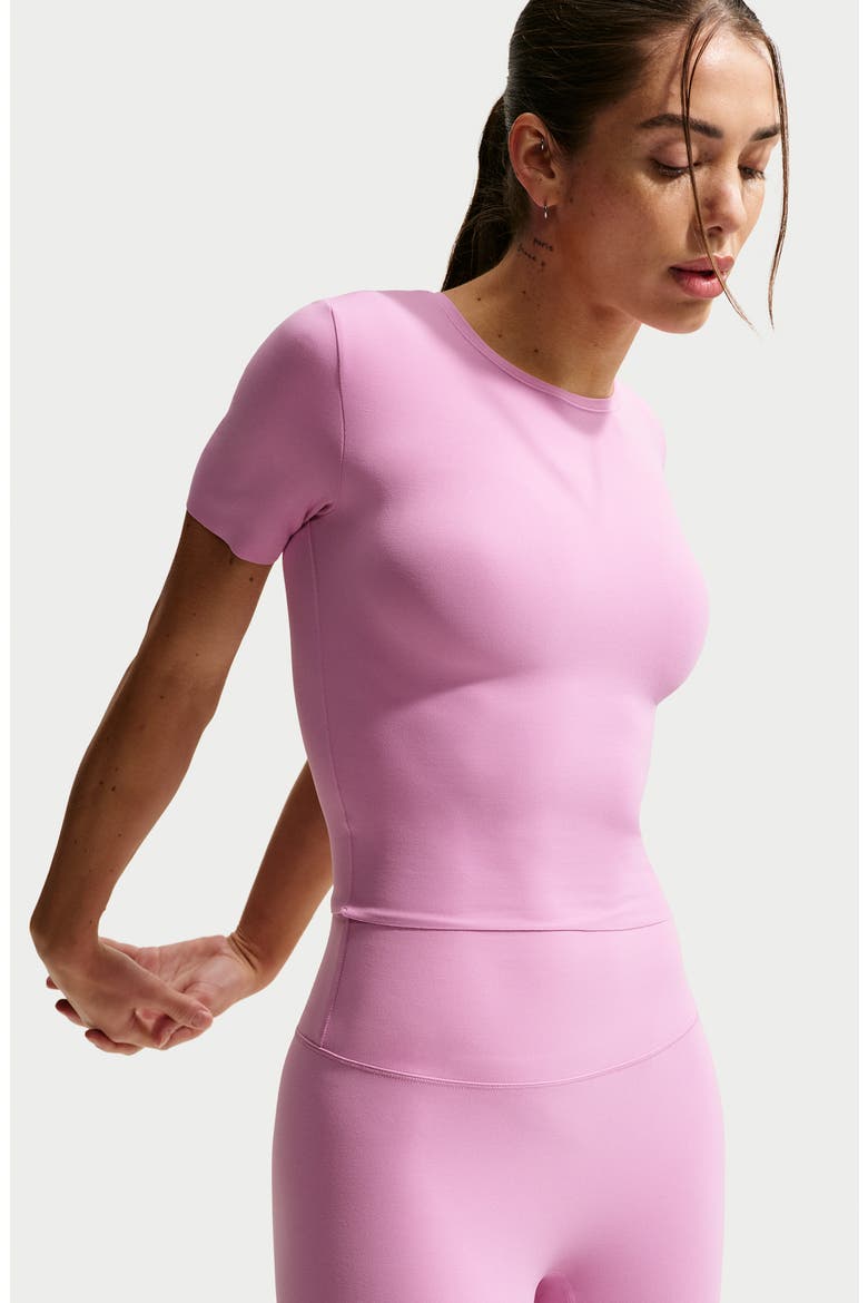 Zenvy Dri-FIT Short-Sleeve Top, Alternate, color, LIGHT MAGENTA/ WHITE