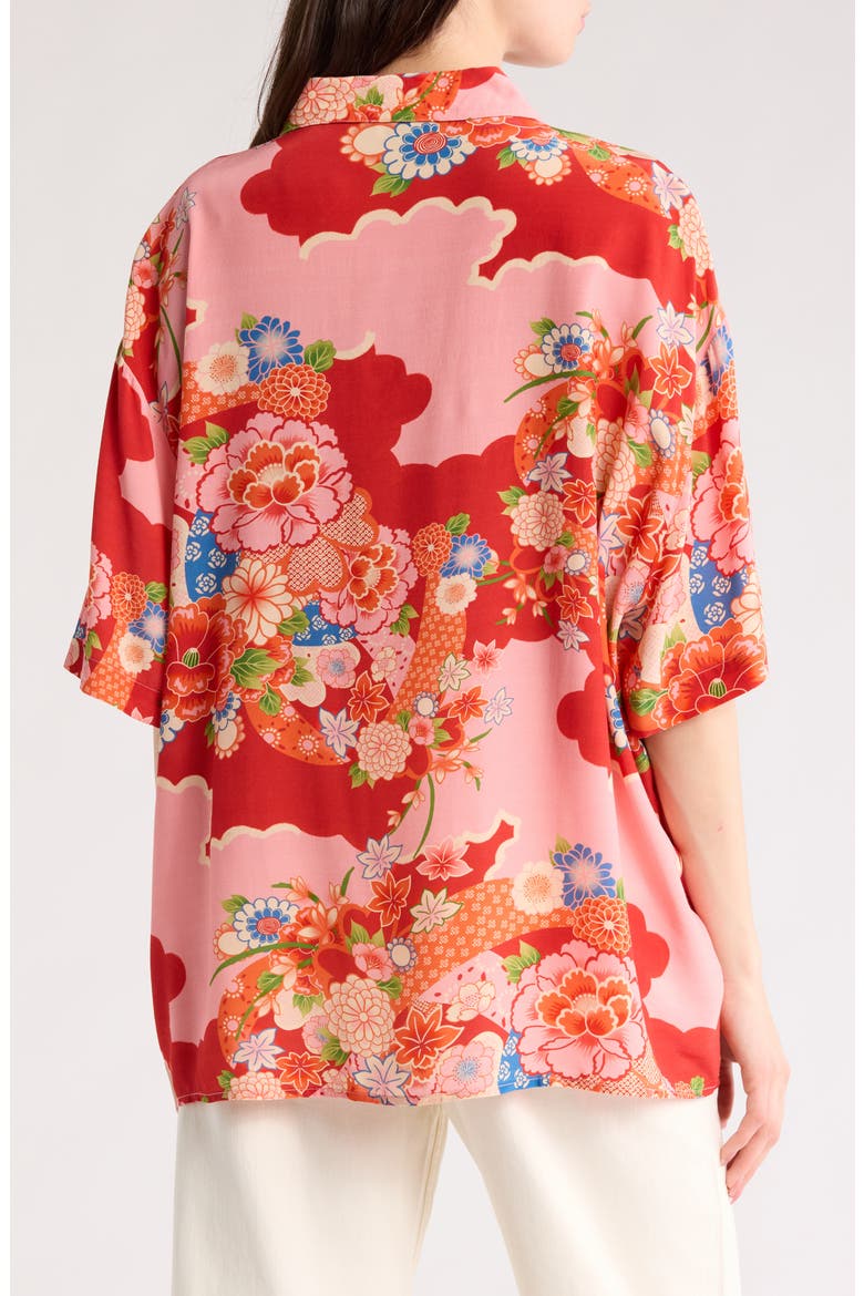 Floral Button-Up Shirt, Alternate, color, SCARLET FLORAL