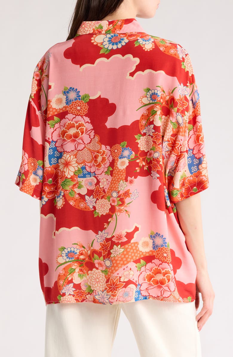 Re/Done Floral Button-Up Shirt, Alternate, color, Scarlet Floral
