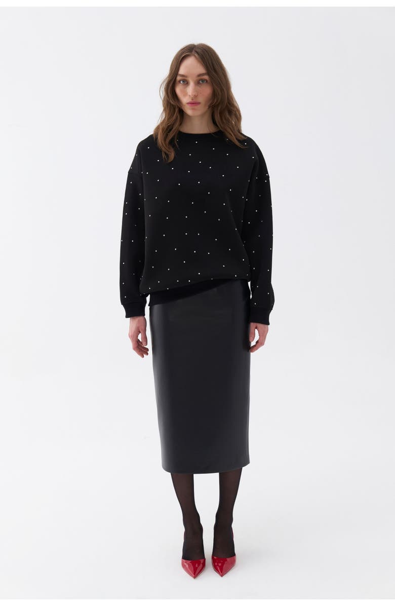 Nocturne Oversized Stone Embellished Sweatshirt, Alternate, color, 