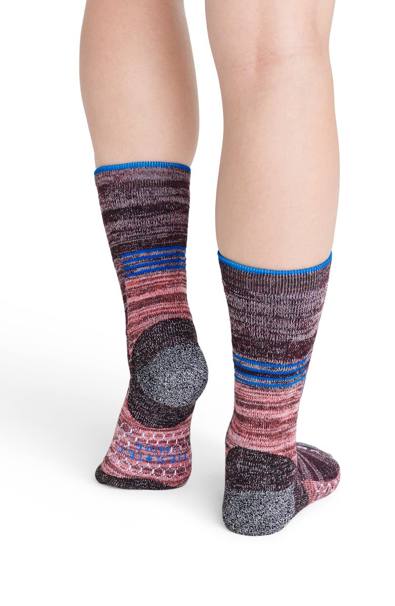 Bombas Hint of Stripe Colorblock Hiking Socks, Alternate, color, 