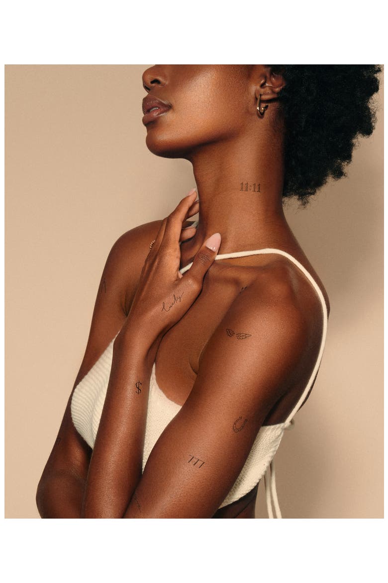 Lucky Girl Temporary Tattoos, Alternate, color, BLACK