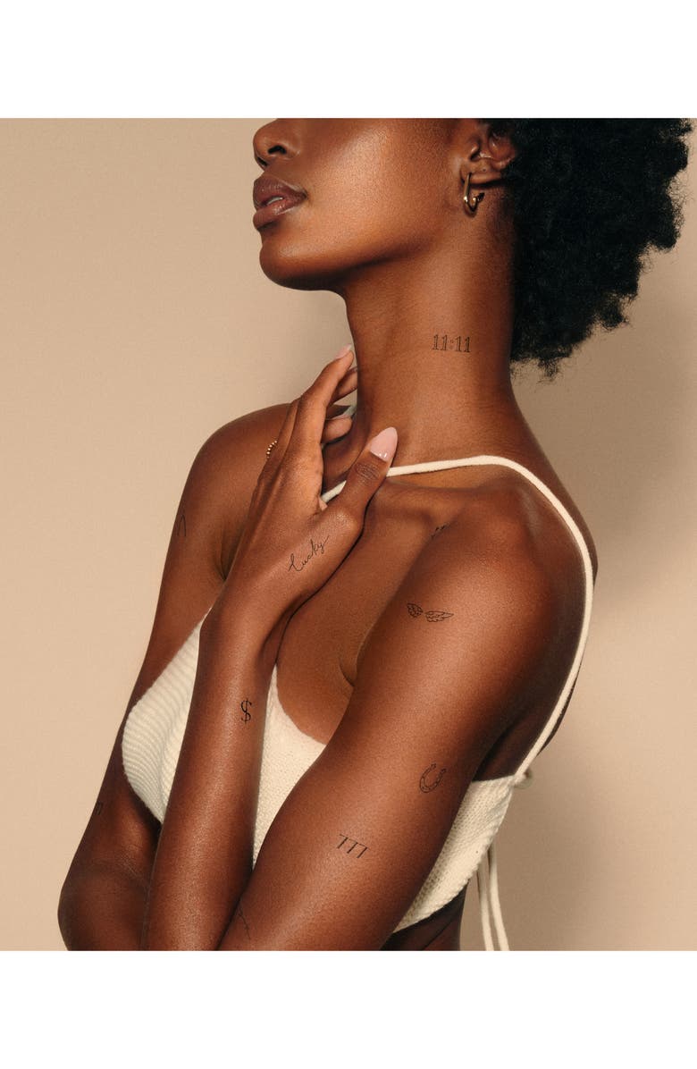 INKED by Dani Lucky Girl Temporary Tattoos, Alternate, color, Black