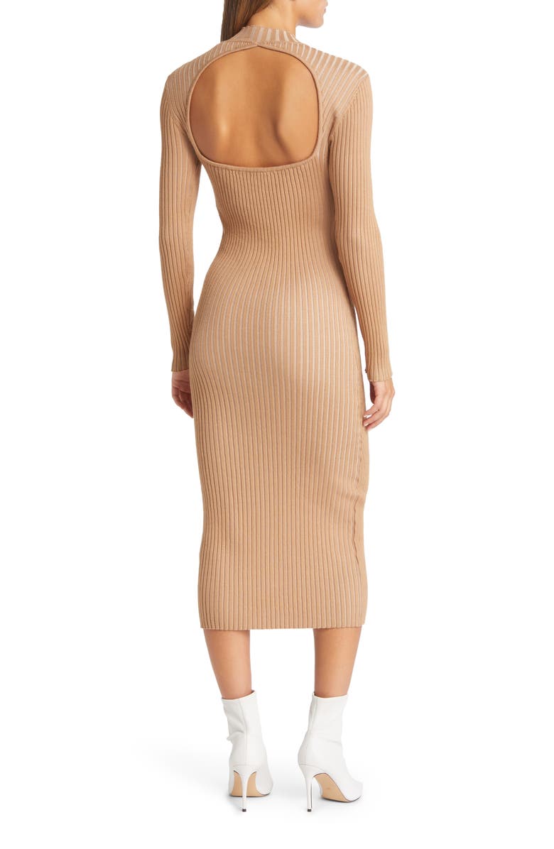 VERO MODA Willow Open Back Long Sleeve Rib Midi Sweater Dress, Alternate, color,
