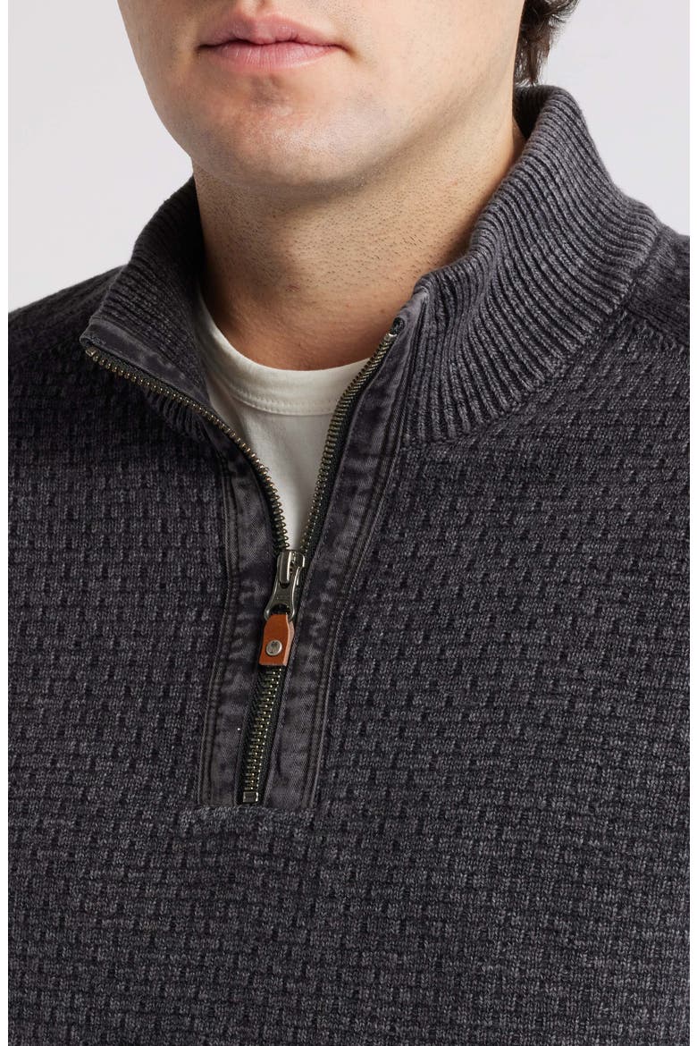 Sunbreak Half Zip Textured Cotton Sweater, Alternate, color, BLACK