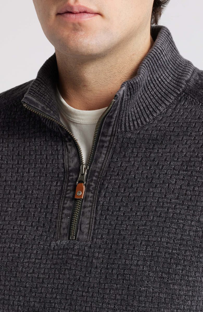 Tommy Bahama Sunbreak Half Zip Textured Cotton Sweater, Alternate, color, Black