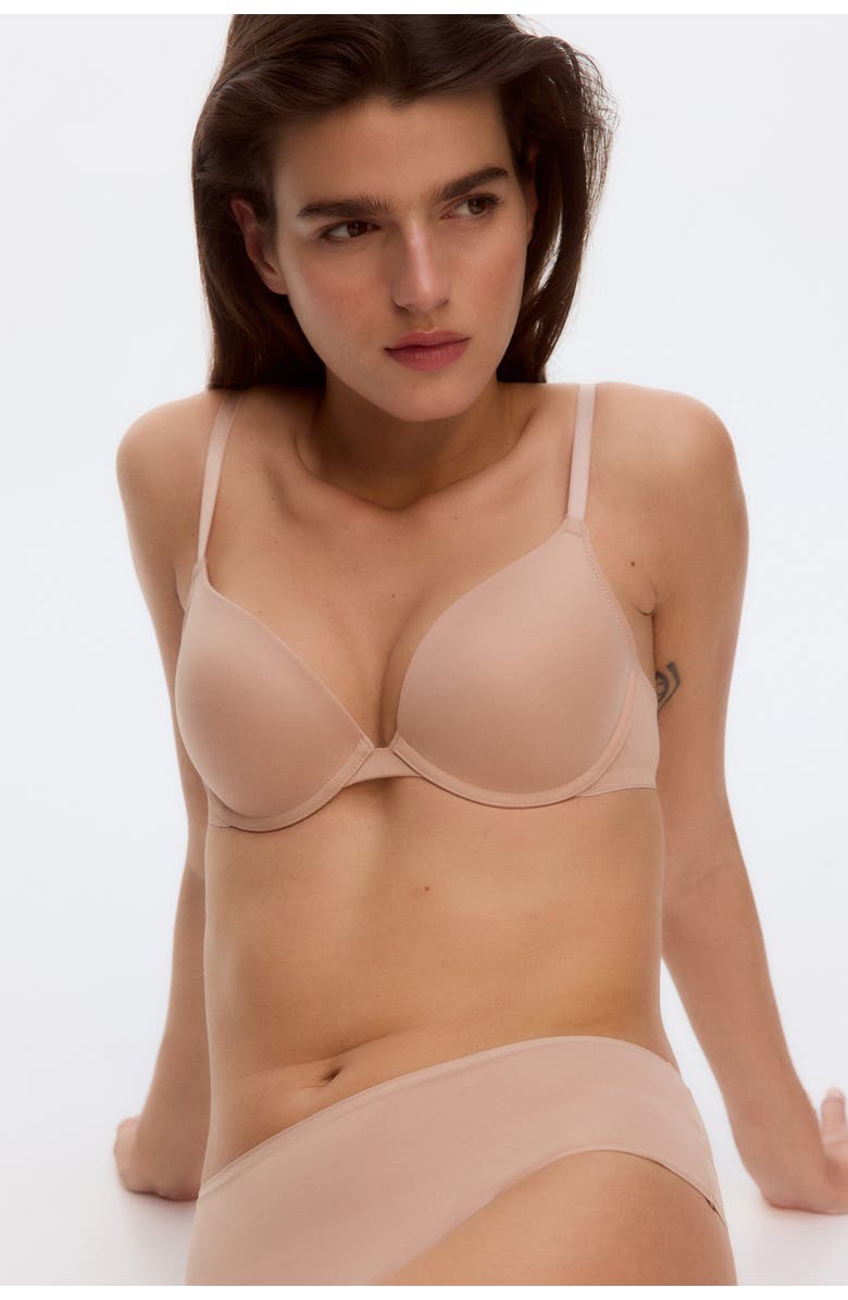 H&M 2-pack Microfibre Push-up Bras, Alternate, color, Light Beige/Black