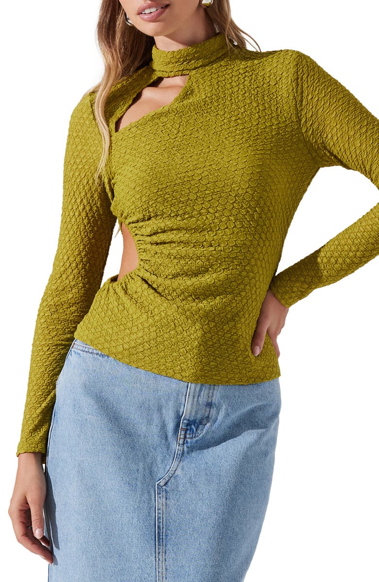 ASTR the Label Texture Cutout Knit Top, Main, color, Pear