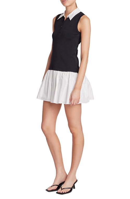 Endless Rose Drop Waist Mixed Media Minidress In Black