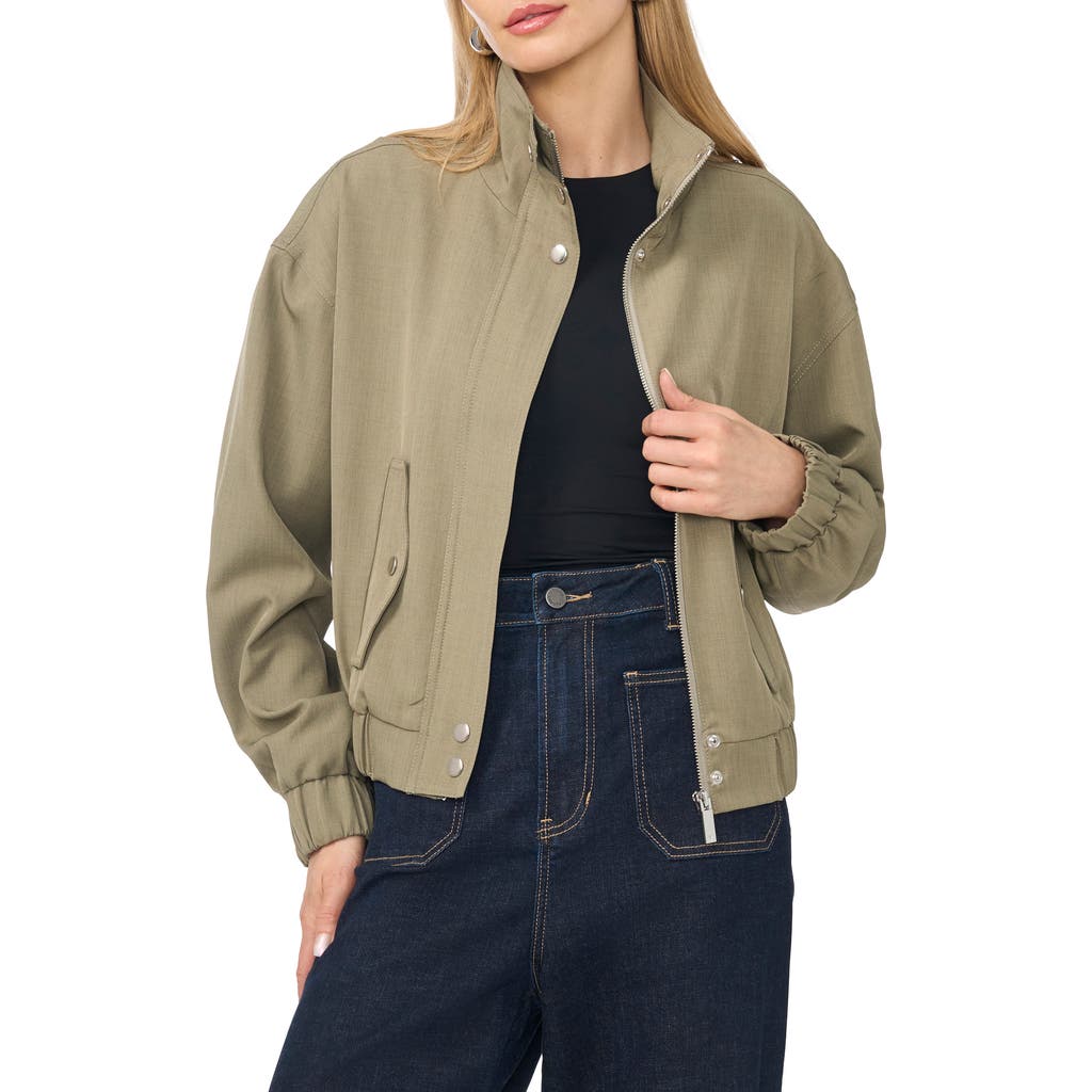 Vince Camuto Woven Bomber Jacket in Military Olive at Nordstrom, Size Large