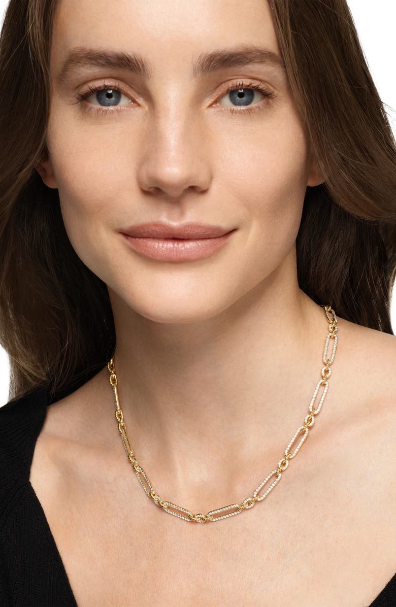 David Yurman Lexington Chain Necklace in 18K Yellow Gold with Full Pavé Diamonds, Alternate, color, 18K Yellow Gold