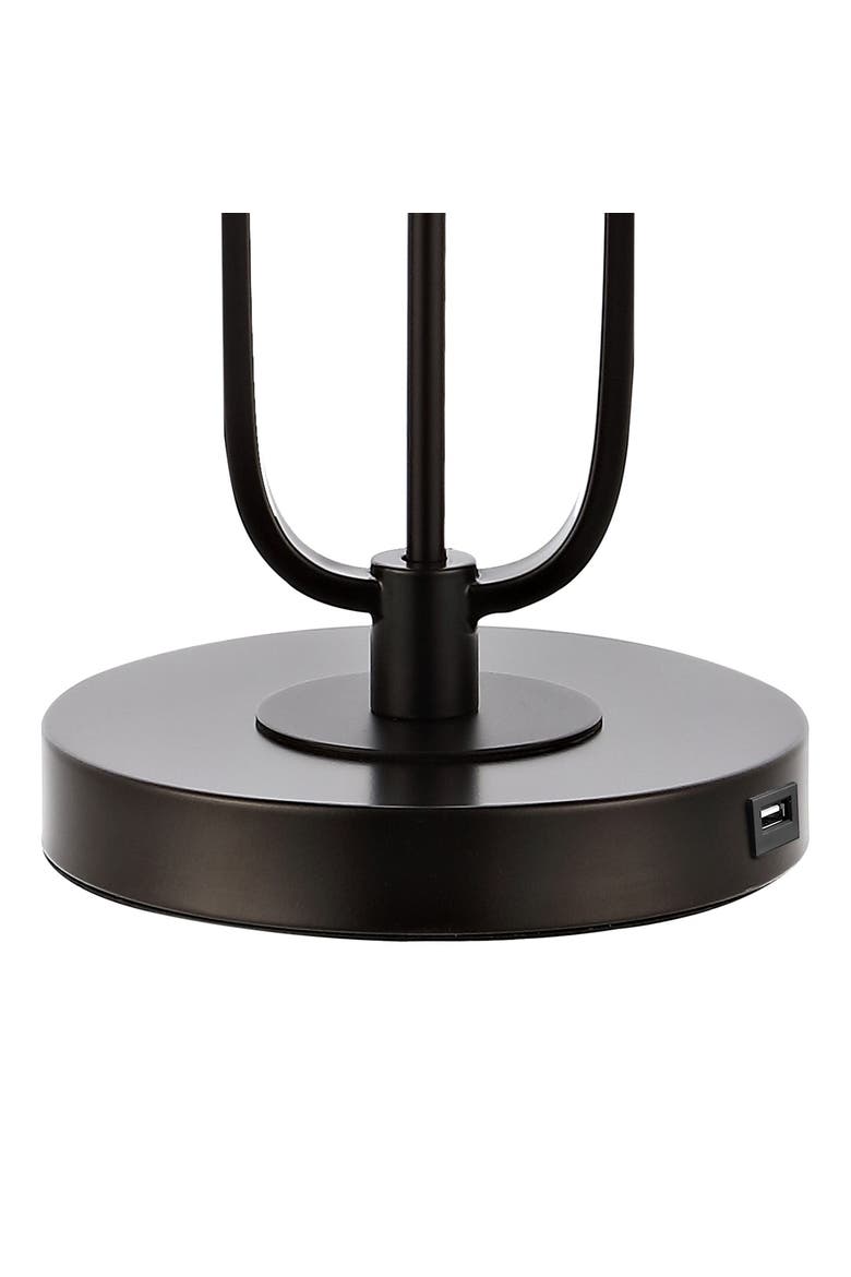 Hank 27" 2-Light Industrial Farmhouse Iron LED Table Lamp with USB Charging Port, Oil Rubbed Bronze, Alternate, color, Oil Rubbed Bronze