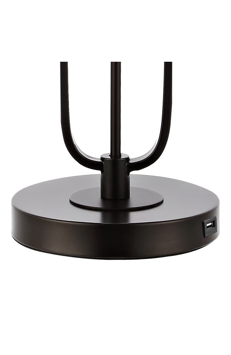 JONATHAN Y Hank 27" 2-Light Industrial Farmhouse Iron LED Table Lamp with USB Charging Port, Oil Rubbed Bronze, Alternate, color, Oil Rubbed Bronze