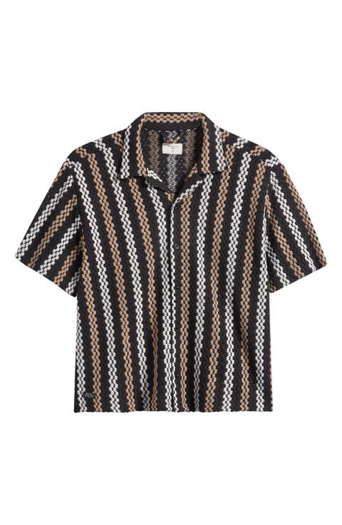 Wade Openwork Stripe Camp Shirt