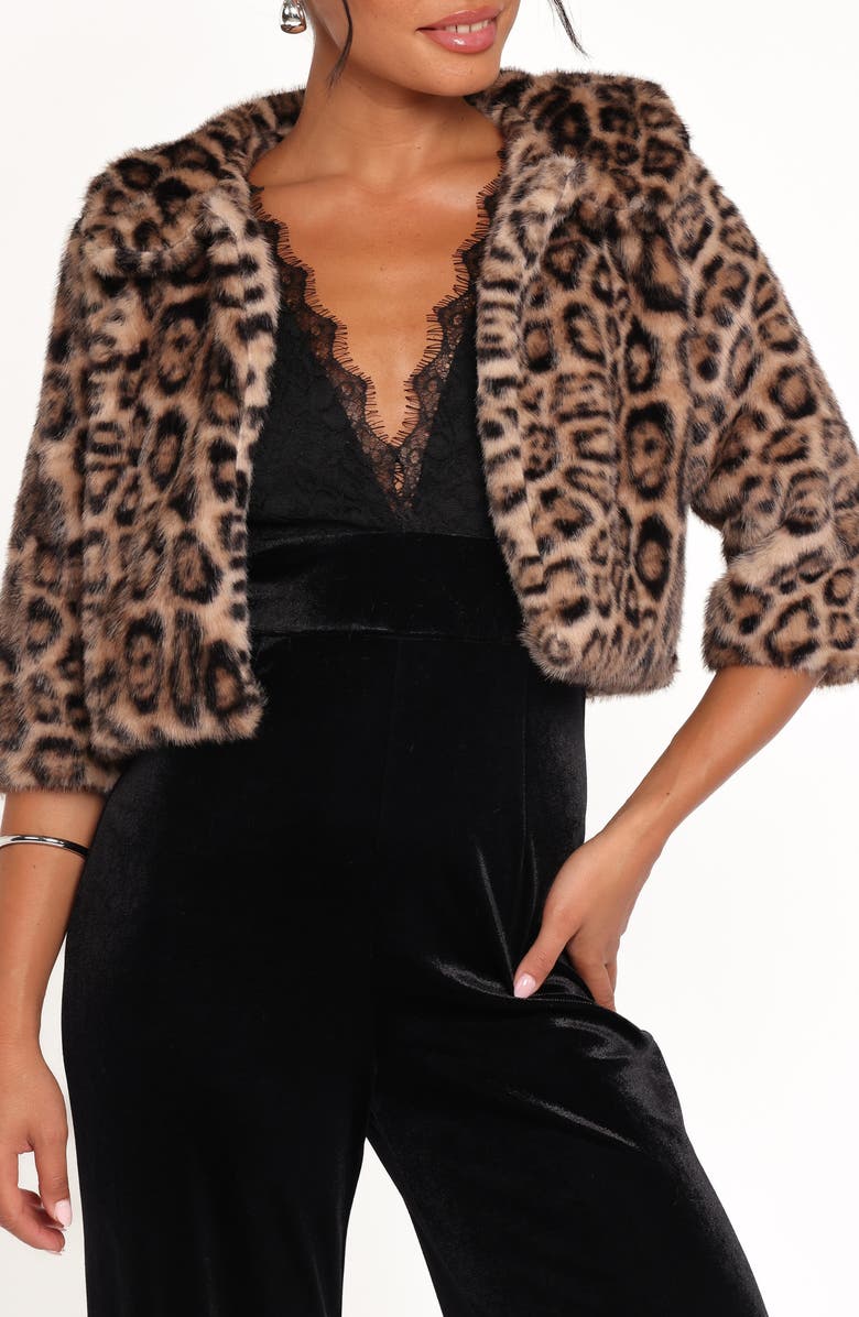 Petal & Pup Florian Faux Fur Crop Jacket, Main, color, Leopard