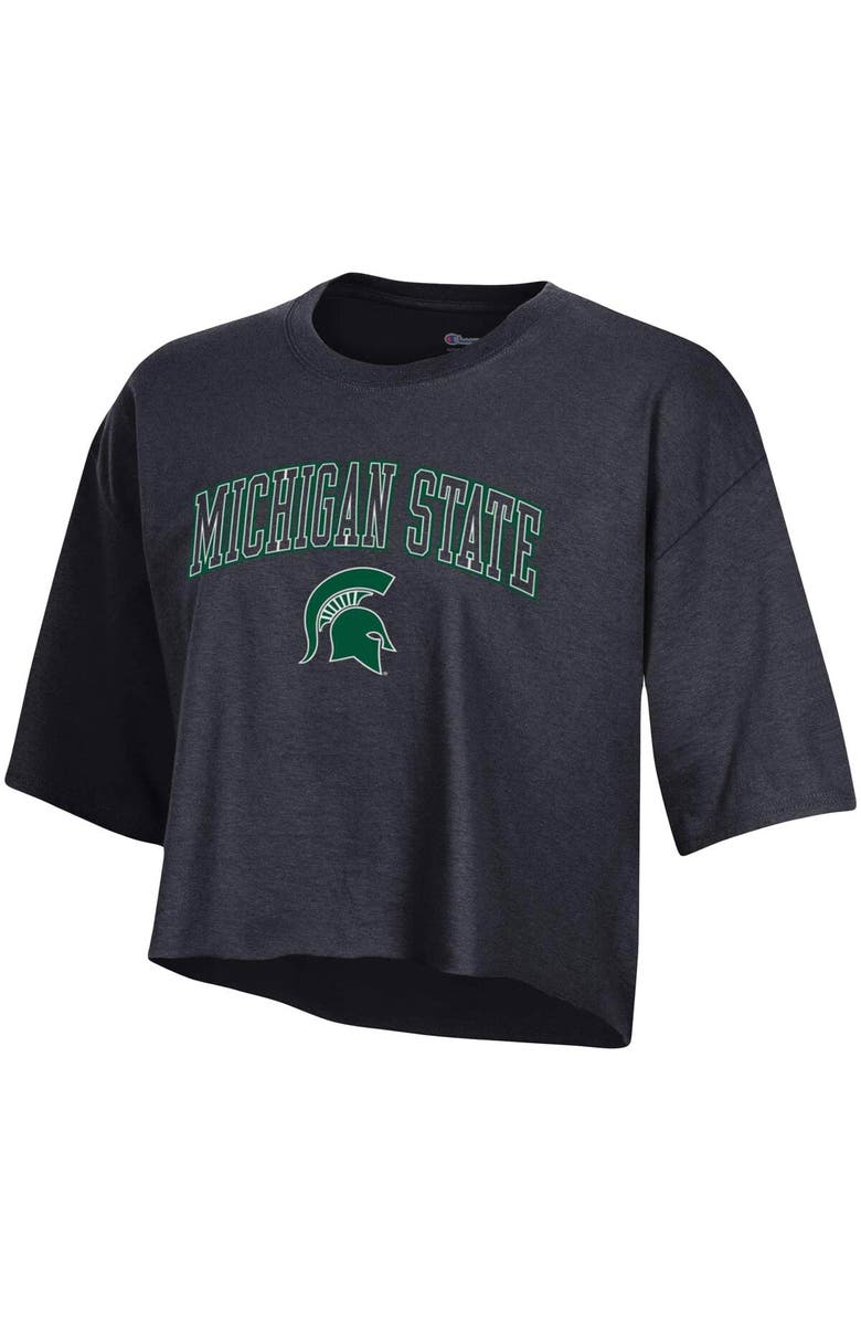 Champion Women's Champion Black Michigan State Spartans Cropped Boyfriend T-Shirt, Alternate, color, 