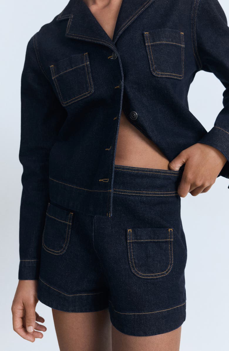 MANGO High Waist Denim Shorts, Alternate, color, Open Blue