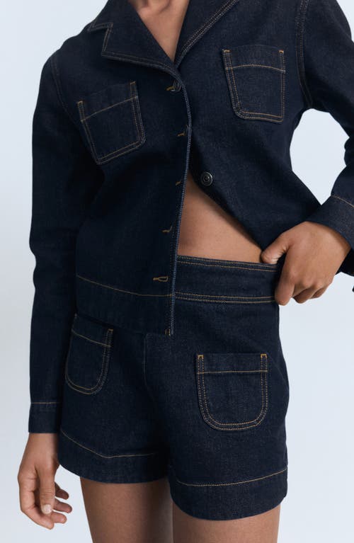 Mango High Waist Denim Shorts In Blue