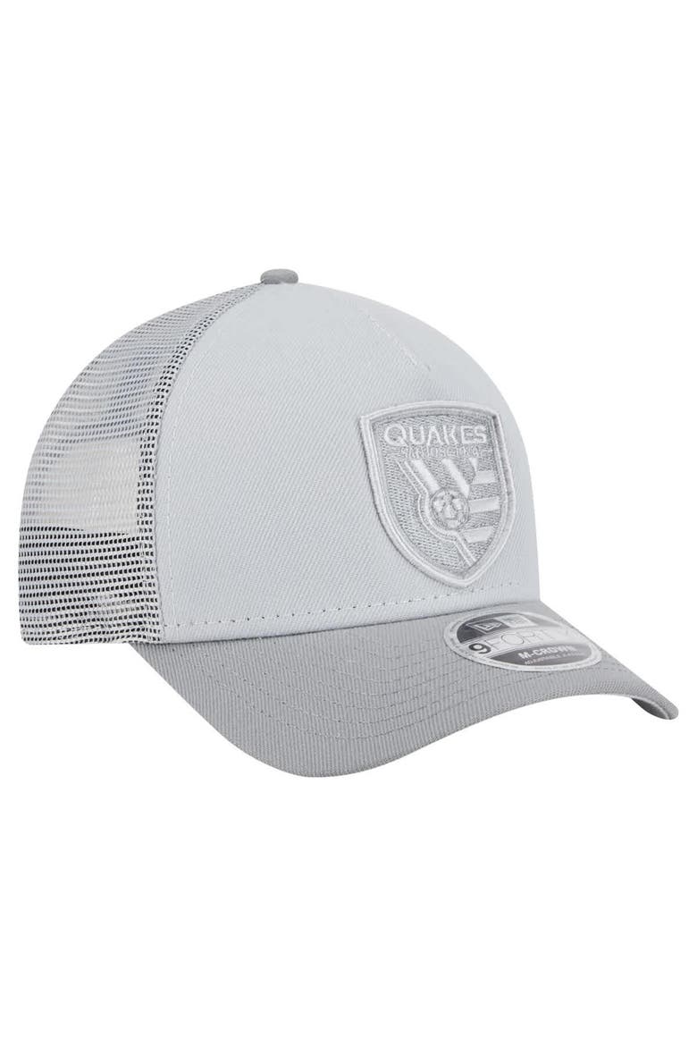 Men's New Era Gray San Jose Earthquakes Color Pack 9FORTY A-Frame Adjustable Trucker Hat, Alternate, color, Gray