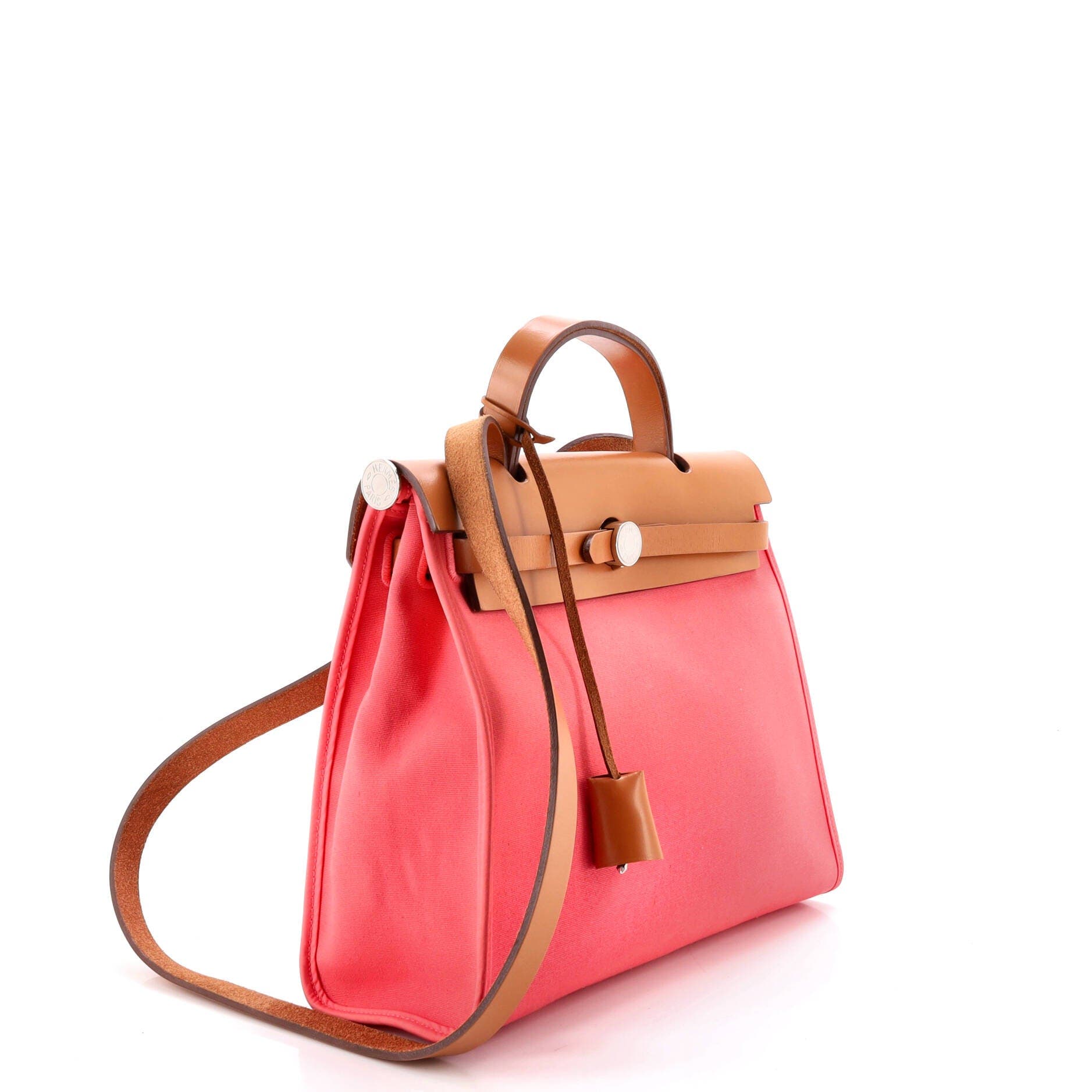 Pre-Owned Hermes Herbag Zip Leather and Toile 31, Alternate, color, Rose Azalee