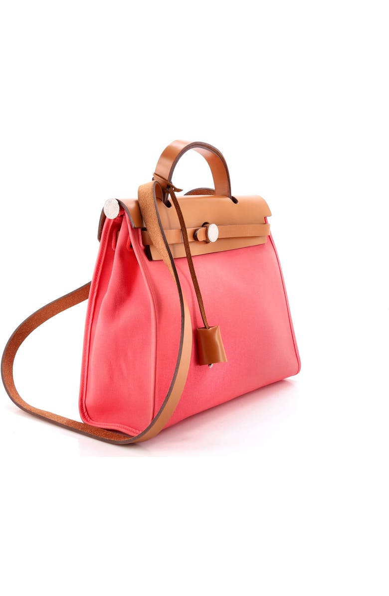 Pre-Owned Hermes Herbag Zip Leather and Toile 31, Alternate, color, Rose Azalee