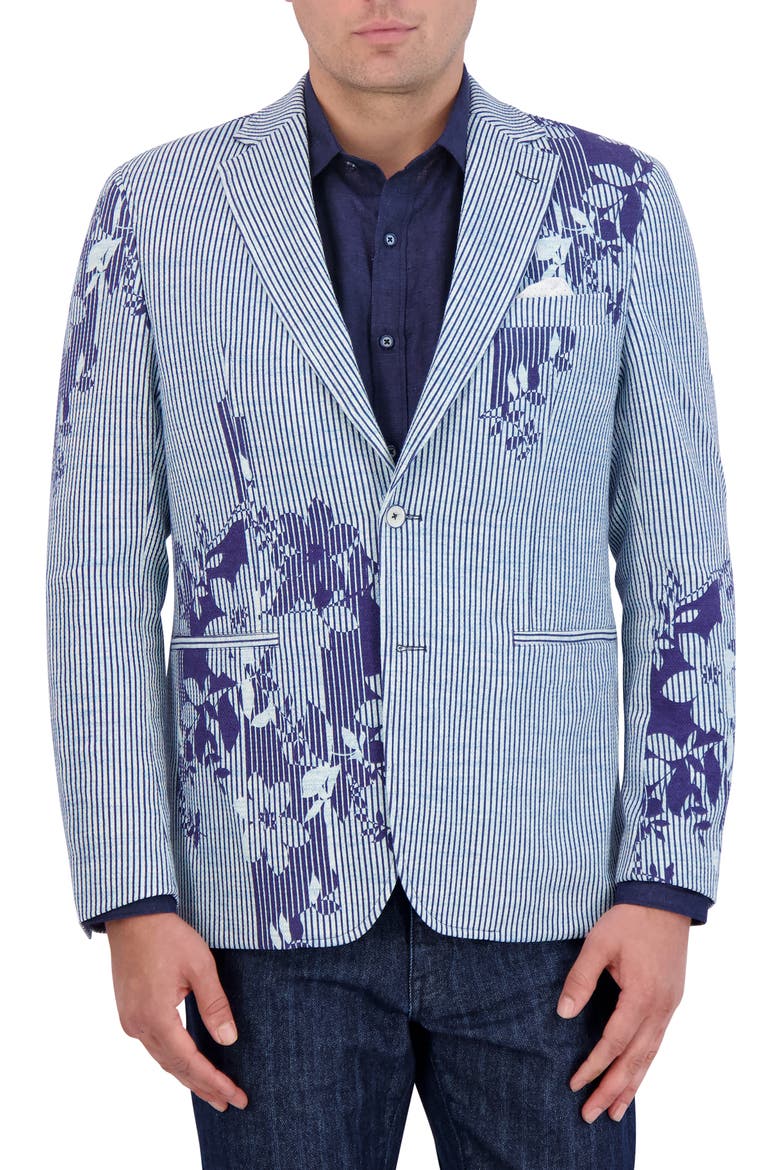 Daylen Floral Stripe Seersucker Sport Coat, Main, color, BLUE