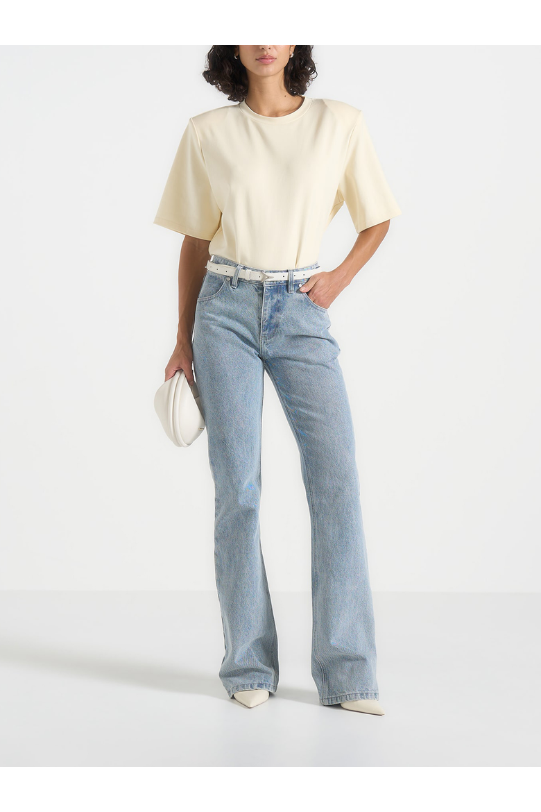 Mia Wide Shoulder Bodysuit T-Shirt, Main, color, Pale Yellow