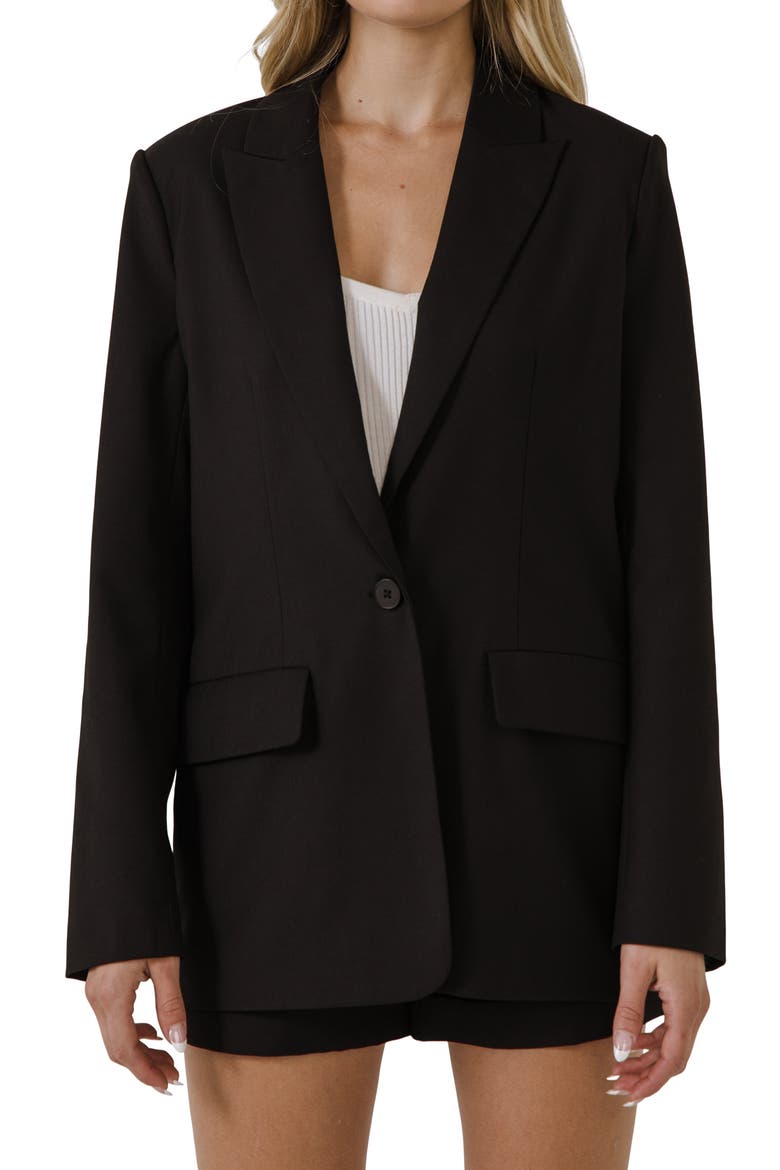 Single Breasted Blazer, Alternate, color, BLACK