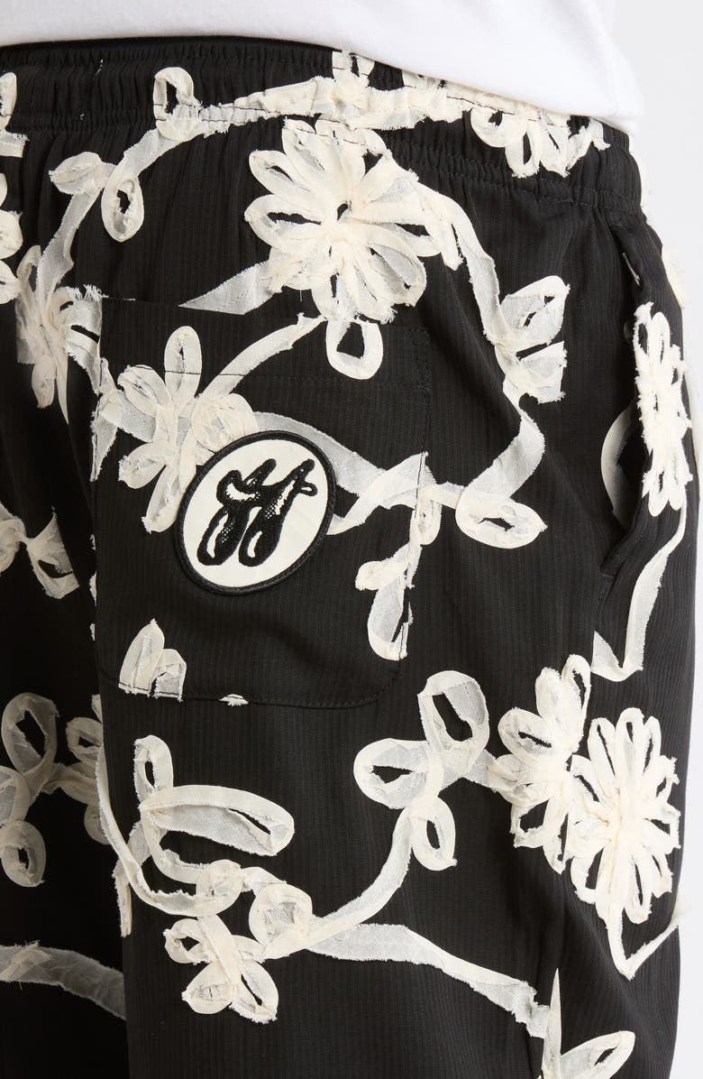 HONOR THE GIFT Floral Ribbon Ankle Pants, Alternate, color, Black