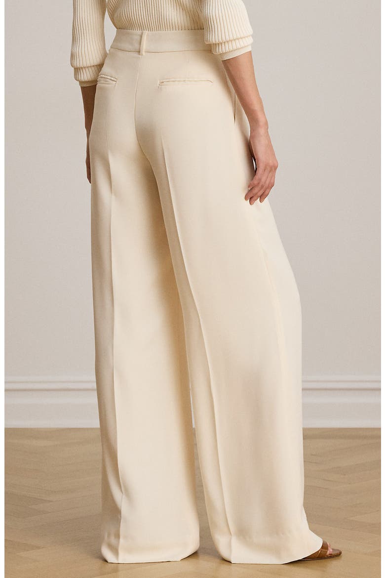 Wide Leg Pleat Crepe Pants, Alternate, color, MASCARPONE CREAM