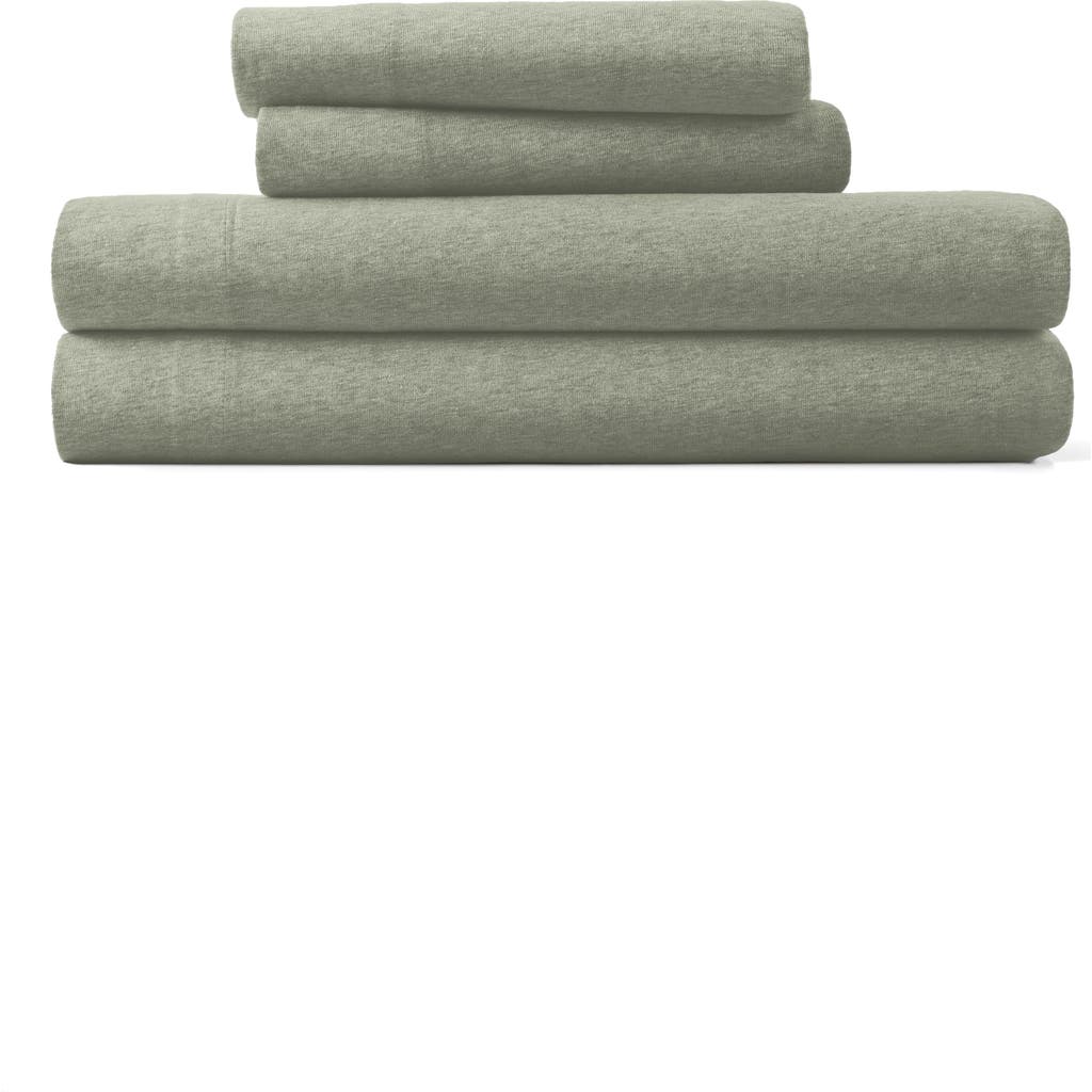 Homespun 4-piece Cotton Jersey Sheet Set In Sage