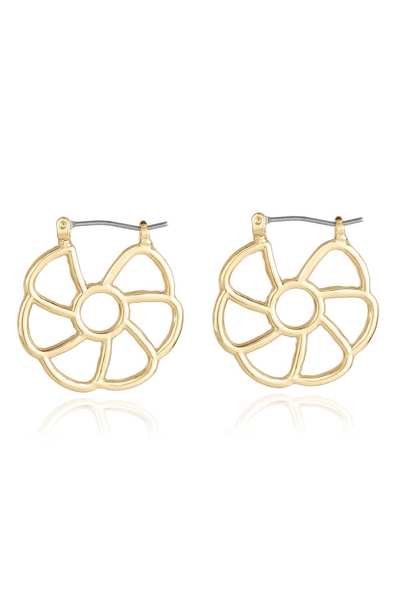 Ettika Flower Cutout Earrings, Main, color, Gold