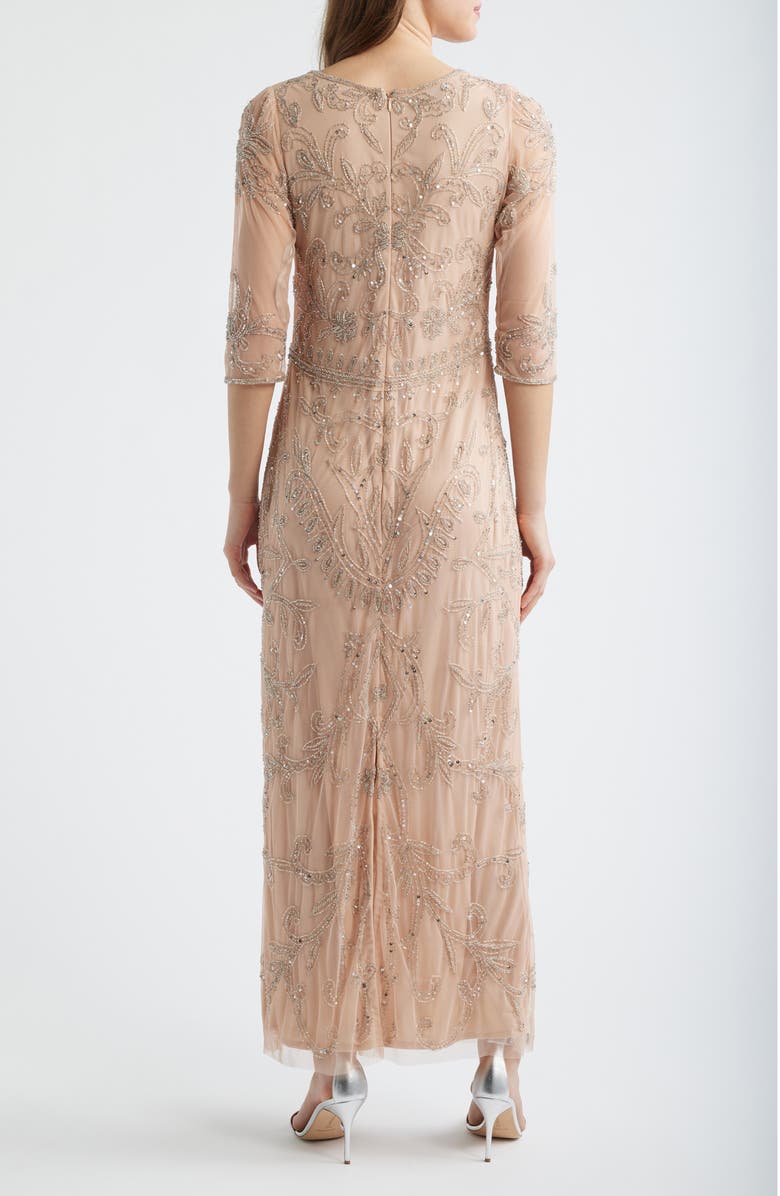 Pisarro Nights Sequin Illusion Gown, Alternate, color, Blush