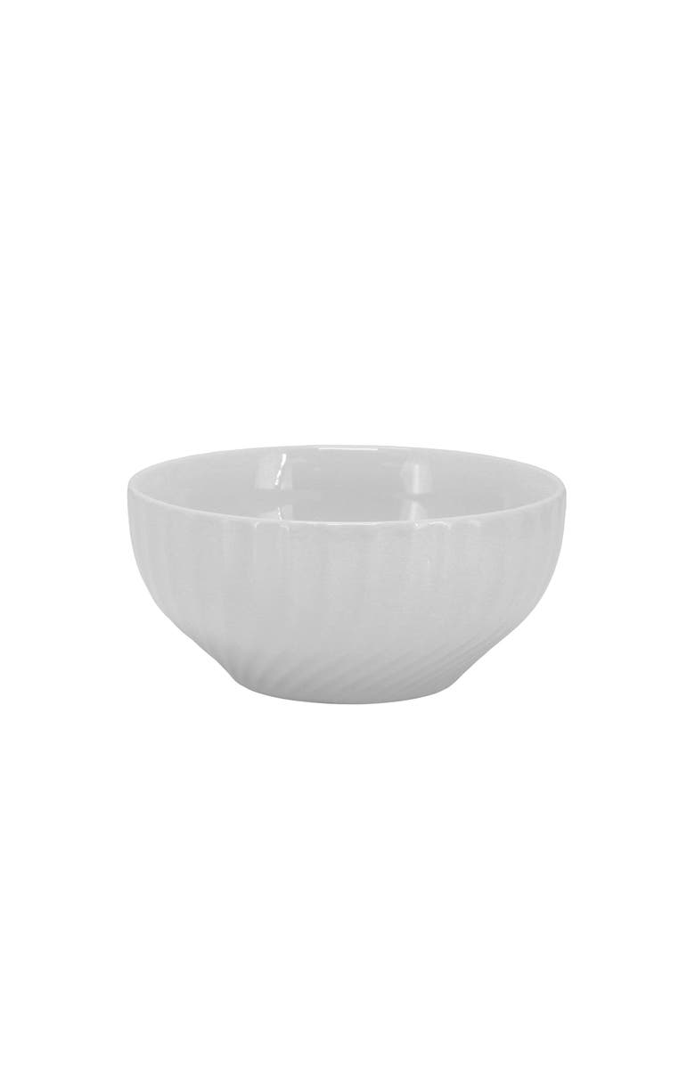 Elama Julia 16 Piece Scalloped Double Bowl Porcelain Dinnerware Set, Alternate, color, White