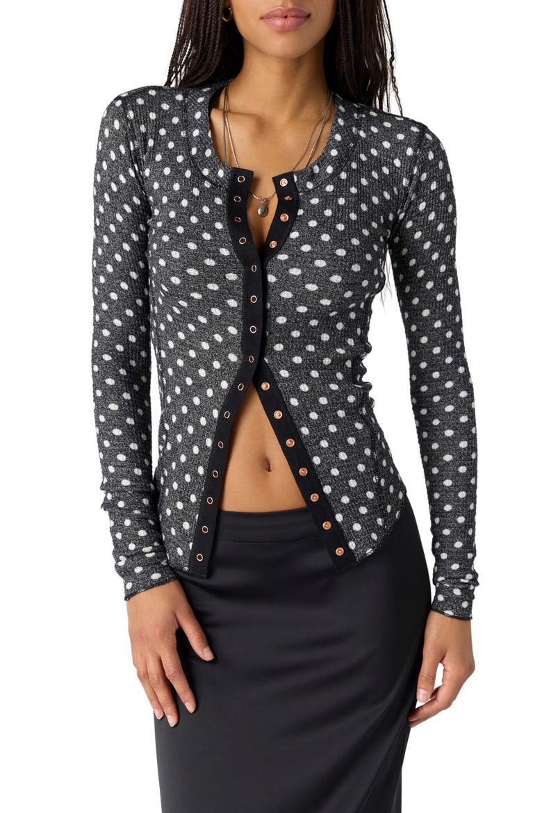 Intimately FP Going Places Pattern Cardigan, Main, color, DOTS - BLACK COMBO