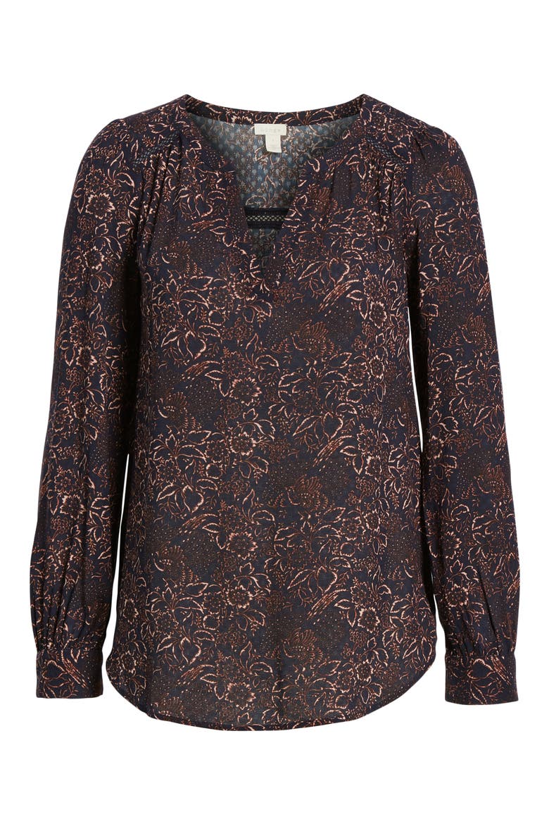 Print Popover Blouse, Alternate, color, NAVY NIGHT INK FLORAL