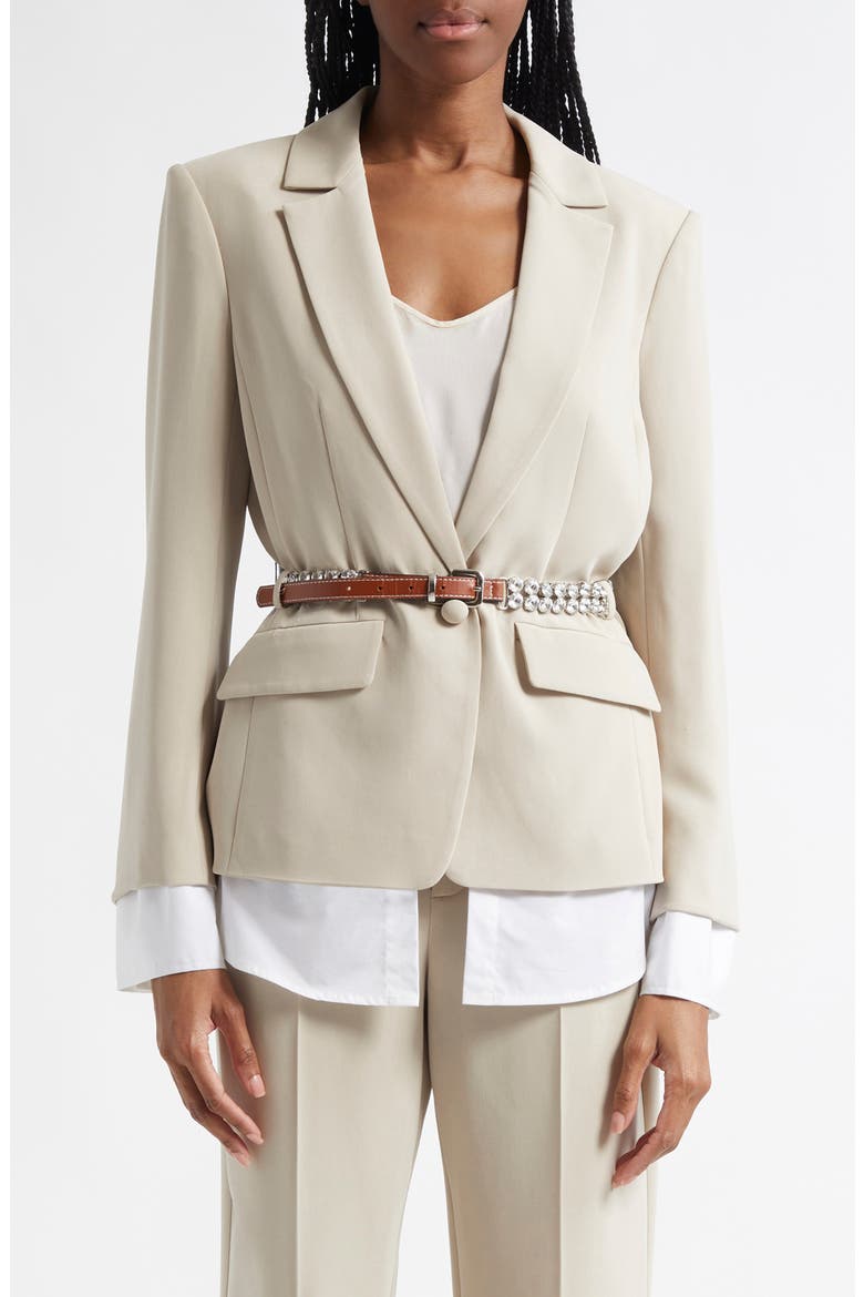 Vittoria Layered Belted Jacket, Main, color, KHAKI/ WHITE
