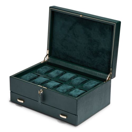 Wolf British Racing 10 Piece Watch Box With Drawer In Green