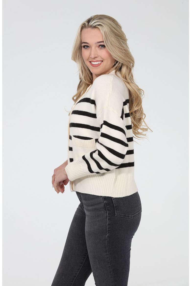 Stripe Knit Cardigan, Alternate, color, IVORY