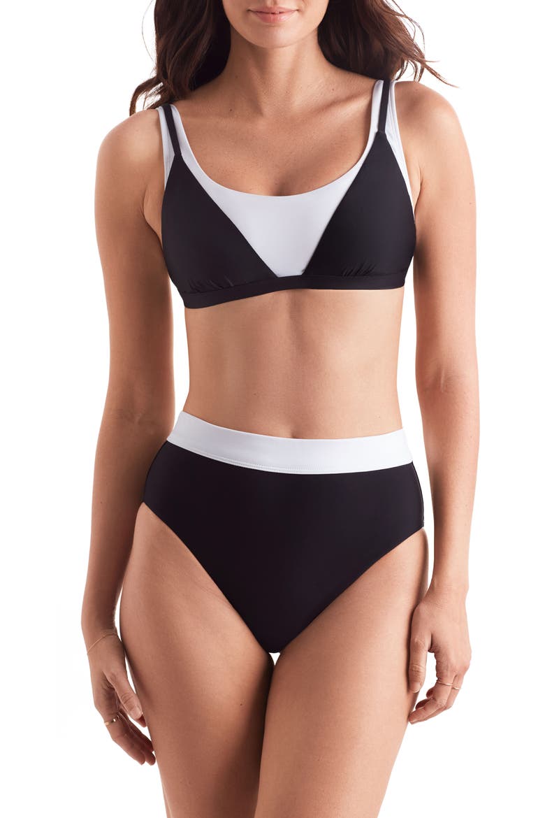 Drift Contrast Swim Top, Alternate, color, BLK/ WHT